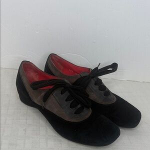 PAS DE ROUGE "Tata" Women’s Tie Suede Wedge Shoes,